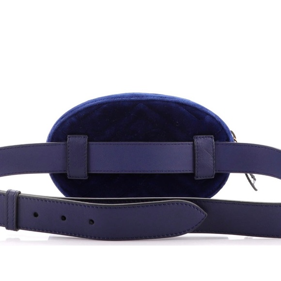 BRAND NEW Gucci GG Marmont Belt Bag Matelasse Cobalt Blue Velvet with Dustbag - Picture 3 of 13